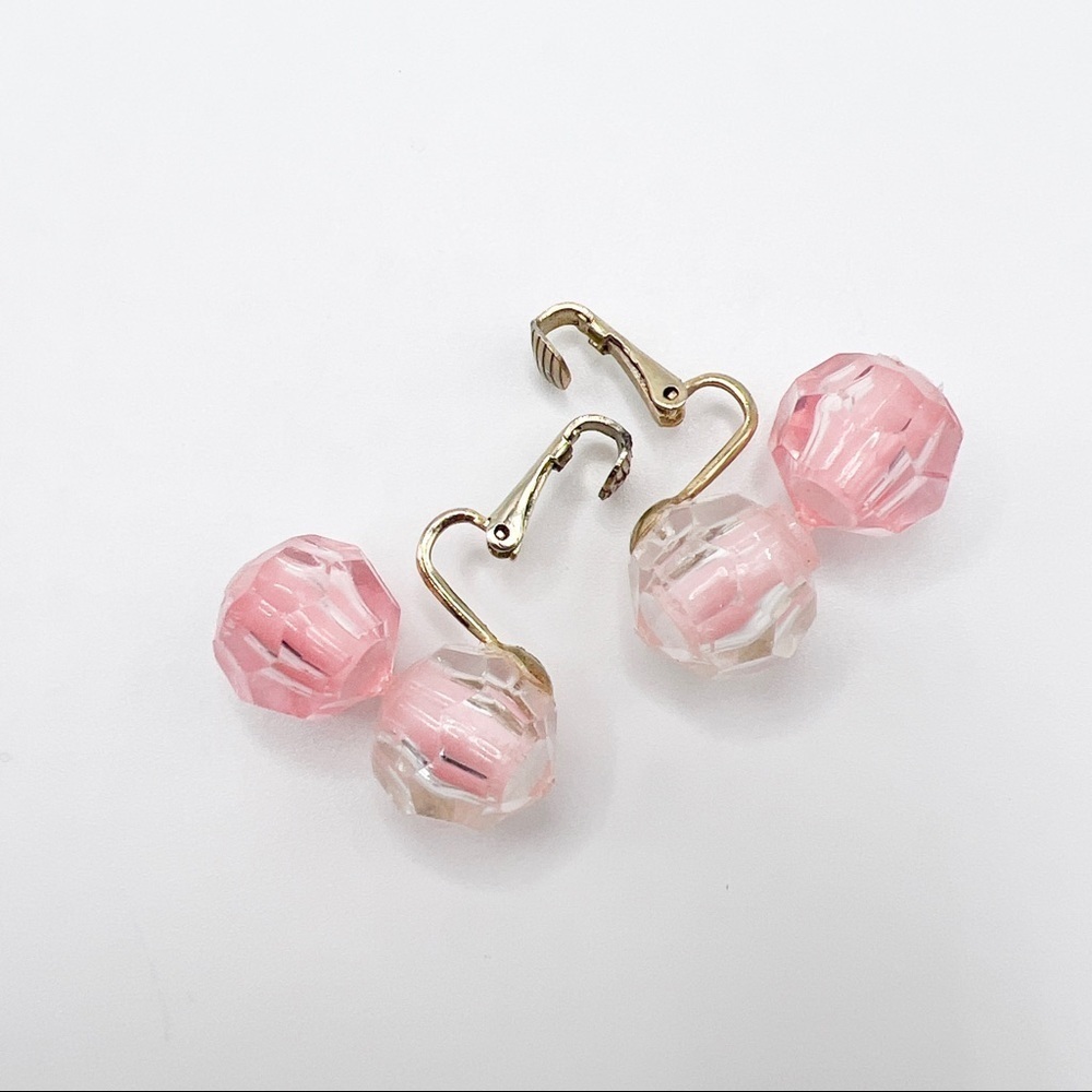 Vintage Faceted Lucite Pop & Snap Bead Earrings